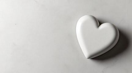 Obraz premium White heart shape on a light surface with smooth texture in a simple arrangement
