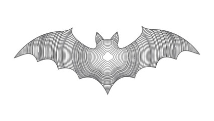 Fototapeta premium Ethereal Bat Silhouette: A minimalist monochrome depiction of a bat spreads its wings, its form created from delicate concentric lines that evoke a sense of flight and mystery.