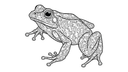 Fototapeta premium Frog Illustration: Artistic detailed illustration of a frog, perfect for coloring or artistic projects, highlighting intricate patterns and features of the amphibian.
