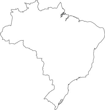 Brazil Map Outline Vector Transparent Background Vector.