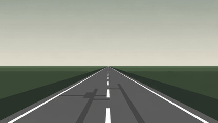 Fototapeta premium A straight road to the horizon under a vast sky, illustrating the psicology of life's journey, future paths, and personal growth decisions