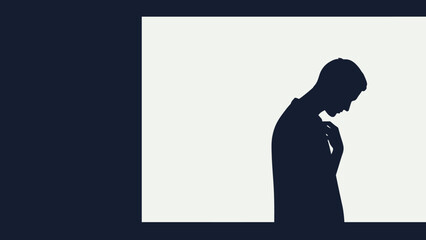 A powerful visual exploring human psicology solitary silhouette reflecting deep emotional struggle, introspection, and profound sadness