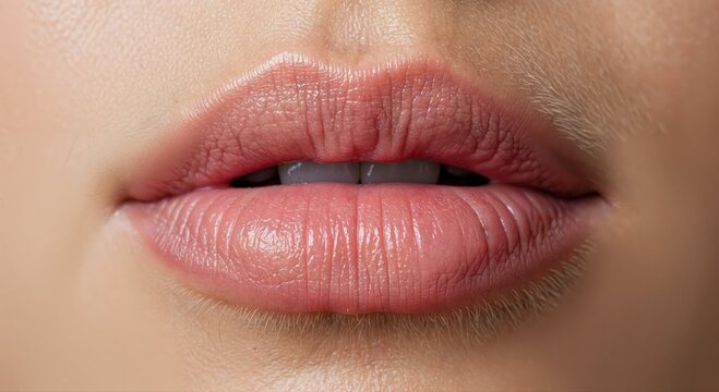 Subtle Lips: Close-up of gentle lips, whispering tales of poise and tranquility, an embodiment of pure elegance and sensuality.