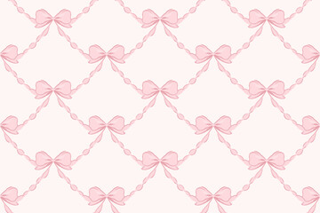 Estores personalizados com sua foto Seamless pink bow ribbon pattern on soft pastel background, cute feminine decorative repeat design for wrapping paper, fabric, wallpaper and stationery.