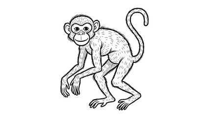 Obraz premium Cartoon Monkey Illustration: A whimsical illustration of a monkey in a playful stance, offering a touch of charm and simplicity, perfect for various creative projects.