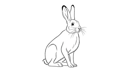 Obraz premium Elegant Hare in Profile: A refined monochrome sketch of a hare captured in a poised, side profile, revealing the grace of its physique and the keenness of its gaze.