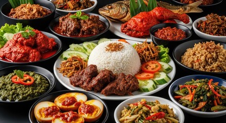 Fototapeta premium Assorted Traditional Southeast Asian Cuisine Dishes.