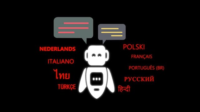 AI artificial intelligence bridges global language communication with multilingual virtual assistants, business technology symbol for web design concept