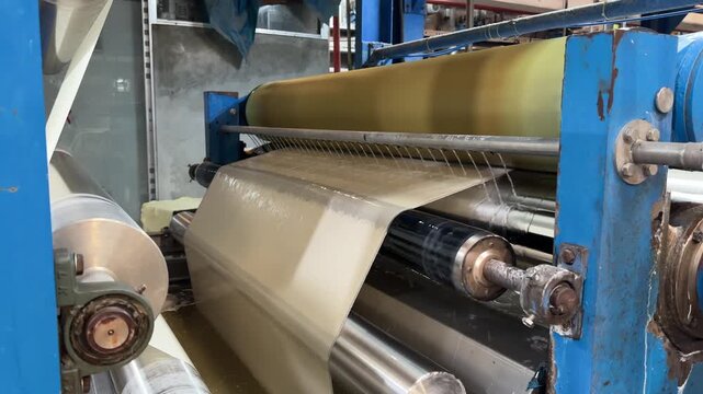 Textile mercerizing machine processing fabric in industrial factory