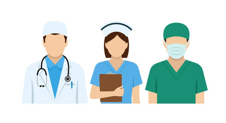 Fototapeta premium Medical professionals standing together in a clinical environment from a straightforward viewpoint