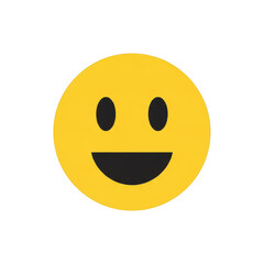 Simple Yellow Smiley Face Icon with Black Background, Happy Emotion Symbol, Flat Design