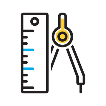 Vector multi color icon for Ruler compass
