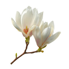 Obraz premium Two White Magnolia Flowers on a Branch bloom blossom isolated on a transparent background