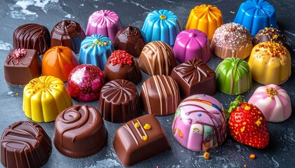 美味しそうな大量のチョコレートのイメージ画像