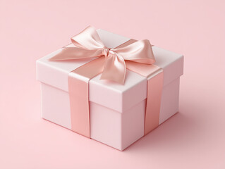 Fototapeta premium ピンクのリボンで包まれた上品なギフトボックス