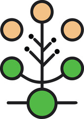 Minimalist tree with green and yellow leaves