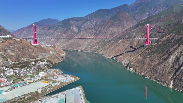 Aerial view of Xingkang Bridge Luding Yaye Expressway Bridge