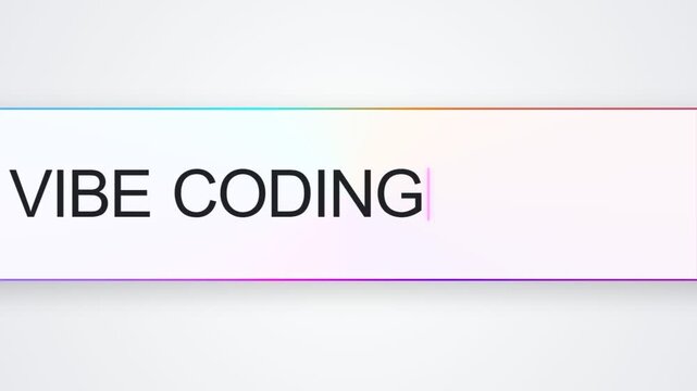 User typing the phrase vibe coding into a modern internet search engine bar. This concept represents searching for information online