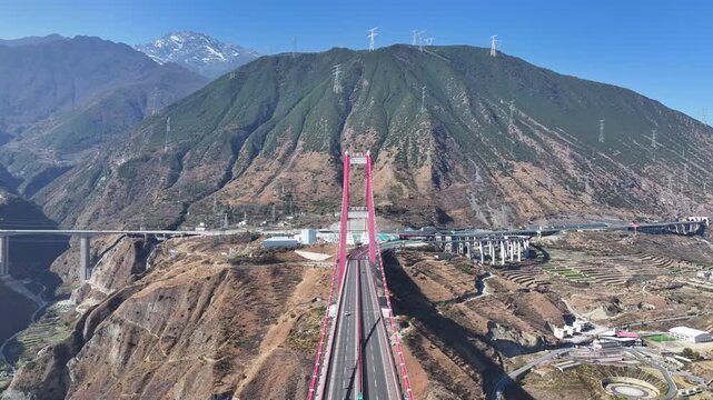 Aerial view of Xingkang Bridge Luding Yaye Expressway Bridge