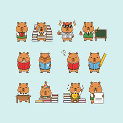 Adorable Capybara Characters in Educational Settings