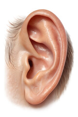 Fototapeta premium Human Ear Anatomy Isolated on Transparent White Background