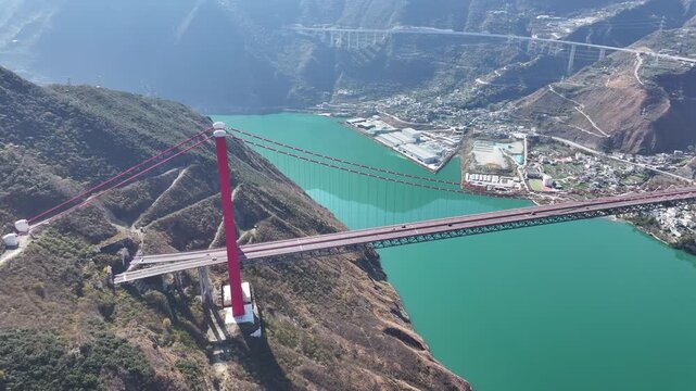 Aerial view of Xingkang Bridge Luding Yaye Expressway Bridge