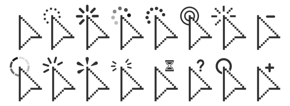 Mouse cursor pointer click icon outline vector interface ui symbol on transparent background