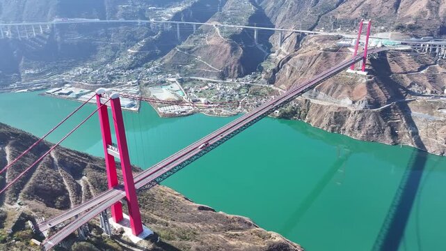 Aerial view of Xingkang Bridge Luding Yaye Expressway Bridge
