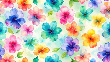 Fototapeta premium Vibrant watercolor flowers bloom gracefully on white delicate floral painting features colorful blooms elegant