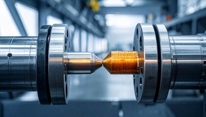 Fototapeta premium Precision Engineering: A close-up shot of a sophisticated machine at work, showcasing the intricate precision and detail involved in manufacturing.