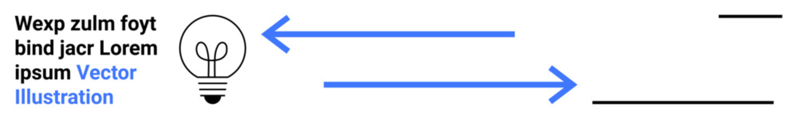 Innovation, progress, information flow, technology, communication, direction. Minimalist lightbulb icon connected by blue arrows. Innovation and progress concept with a sense of direction and flow