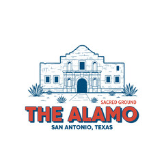 Naklejka premium The Alamo Mission and Texas State Map