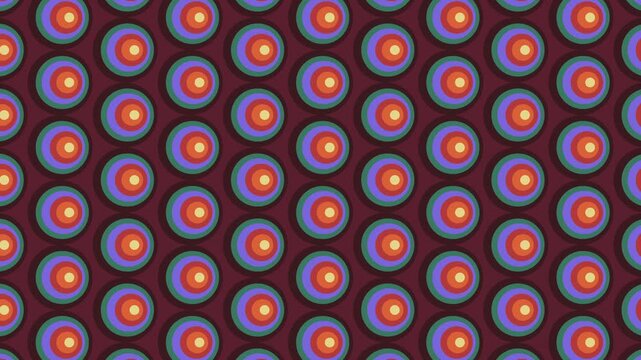 70sポップカラーのモダンパターン　シンプルサークル　ループ