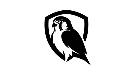 Fototapeta premium Falcon bird head in shield emblem