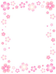 春色グラデーションの桜の水彩フレーム背景　縦　　sakura_design