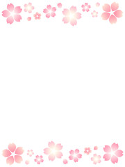 春色グラデーションの桜の水彩フレーム背景　縦　　sakura_design
