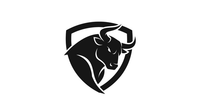 Bull head in shield logo vector