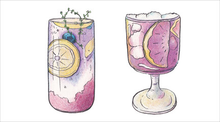 Beverage watercolor style drink element