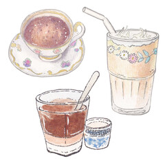 Beverage watercolor drink clipart for creative projects