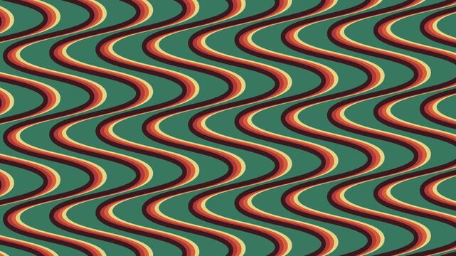 70sポップカラーのモダンパターン　スローウェーブ　ループ