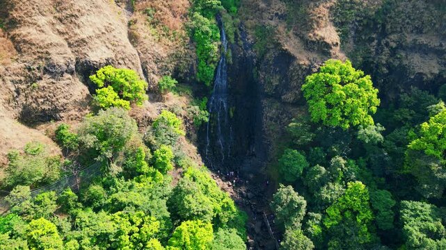 Amboli waterfall winter time ariel 