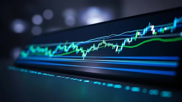 Stock market analysis chart showing financial data and trends on screen.