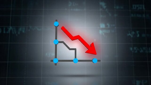 Downward Trend Illustrated with Red Arrow on Graph Depicting Business Decline or Loss on Dark Background