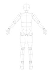 Fototapeta premium A low poly wireframe robot base template for a man. This digital model is perfect for 3D design and prototyping projects.