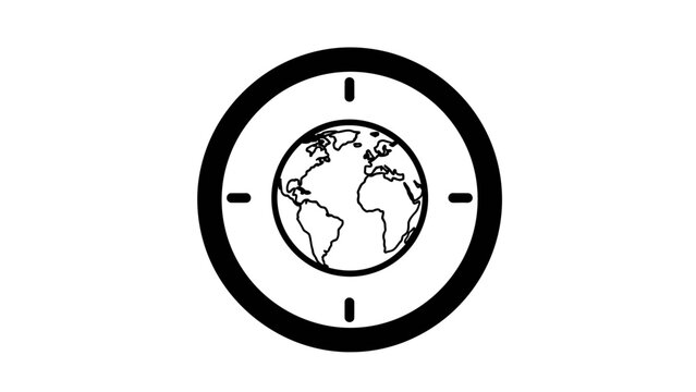 Black and white earth globe icon.