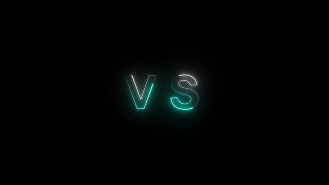Abstract glowing neon Versus vs background icon animation. VS letters for sports, fight, competition, neon animated versus vs bars neon multi player co op team with smoky 4k looping...