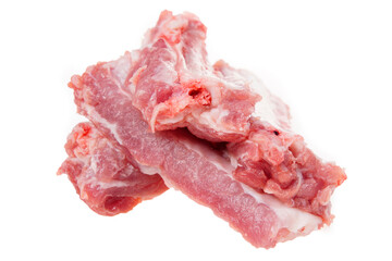 Pork with bones, pork ribs on a white background