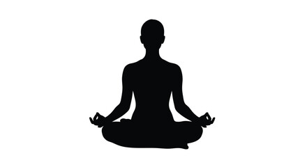 Woman meditating in lotus pose silhouette vector wellness