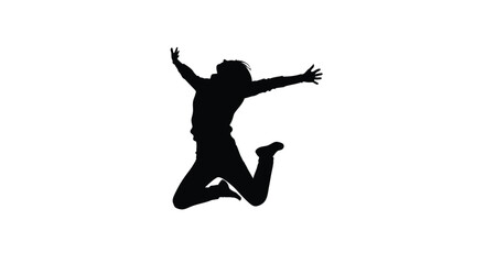 Jumping person silhouette vector celebrating success and joy
