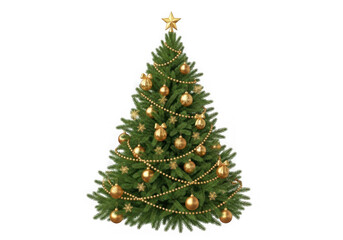 Obraz premium Decorated christmas tree with golden ornaments
